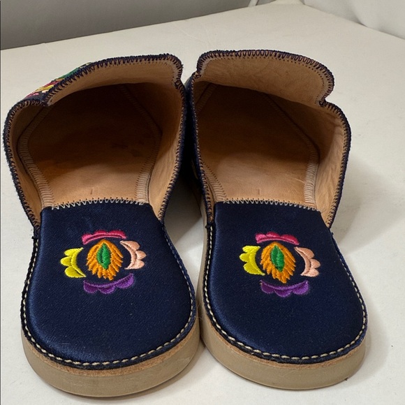 Floral Embroidered Mules - Navy Multicolor - Picture 6 of 8